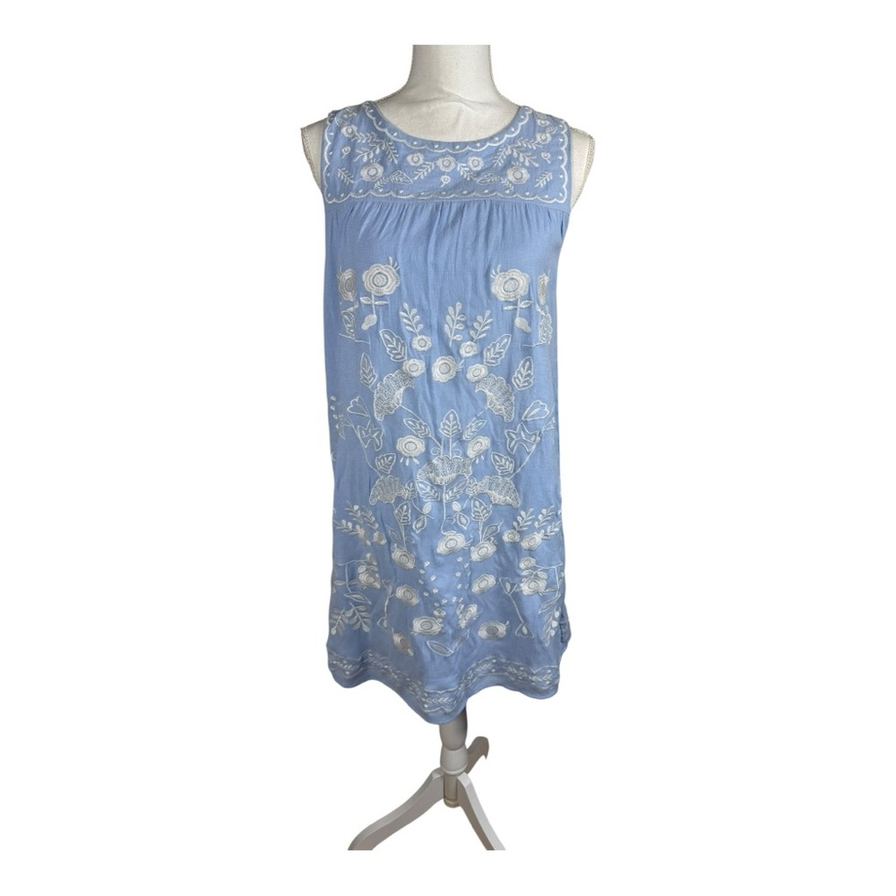 THML Blue and White Embroidered Dress‎